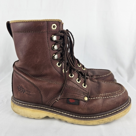 Field N Forest USA Brown Leather Lace Up Mens Work Hunting Boots 9-9.5 EEE - Picture 1 of 12